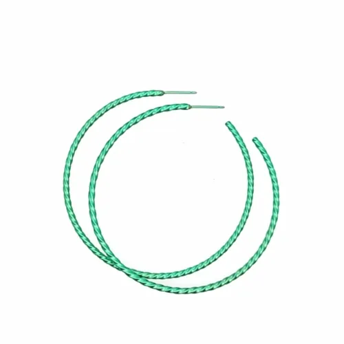 Medium Twisted Green Hoop Earrings